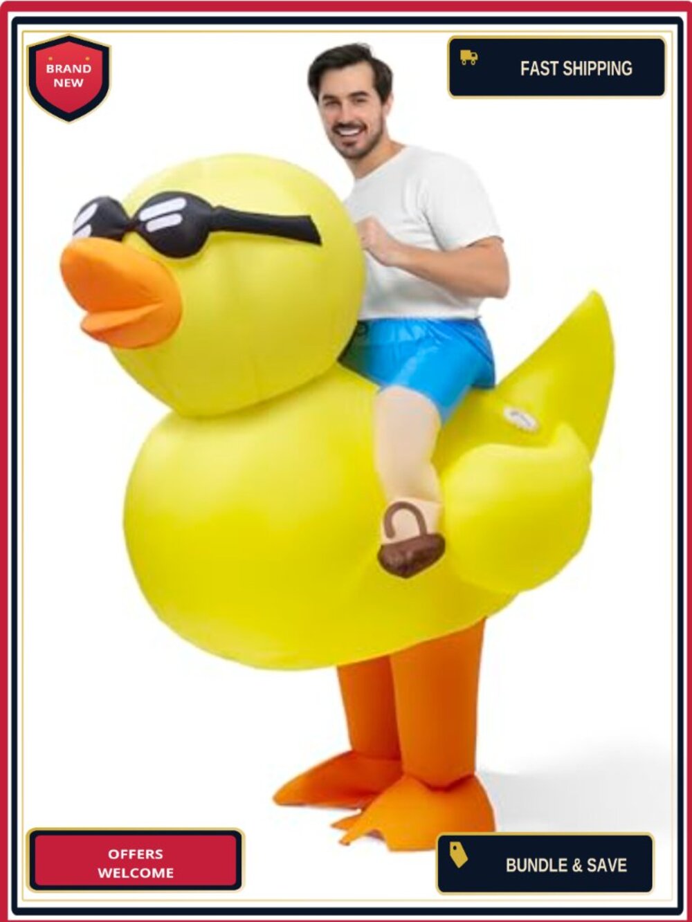 Spooktacular Creations Inflatable Duck Costume for Adults, Air Blow-up Duck